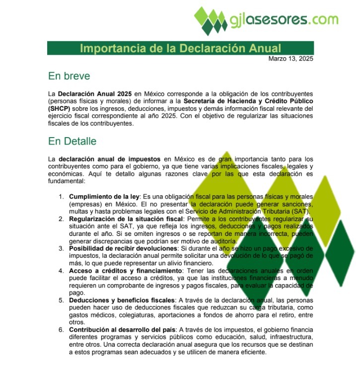 Boletín GJL Declaración Anual